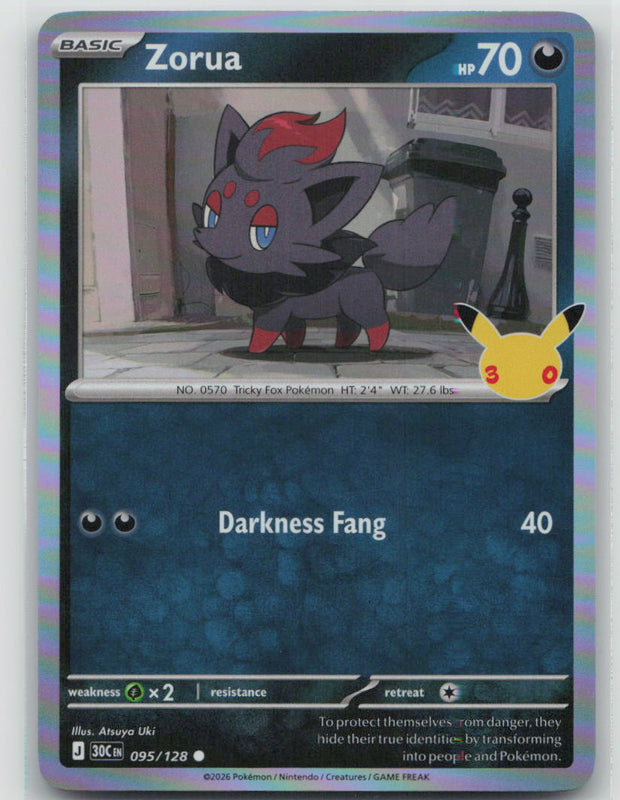 095/128 NM Zorua Common ME: 30th Celebration