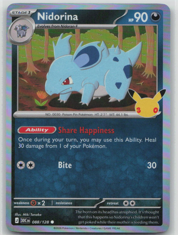 088/128 NM Nidorina Common ME: 30th Celebration