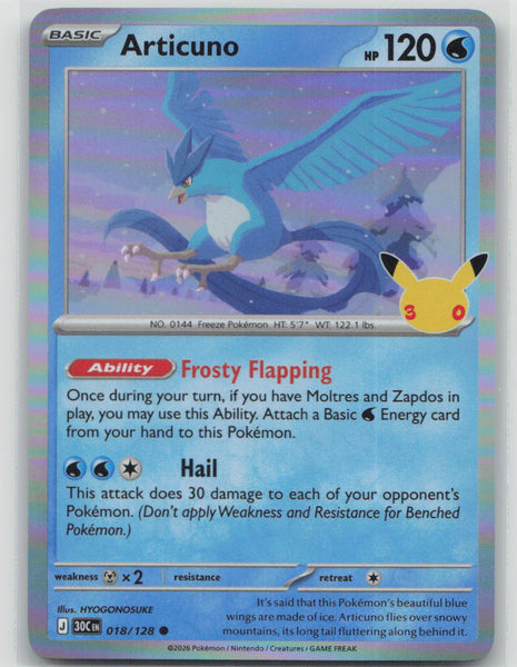 018/128 NM Articuno Common ME: 30th Celebration