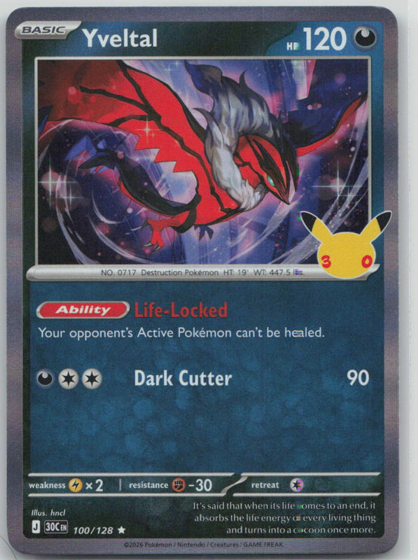 100/128 Yveltal Holo Rare ME: 30th Celebration NM