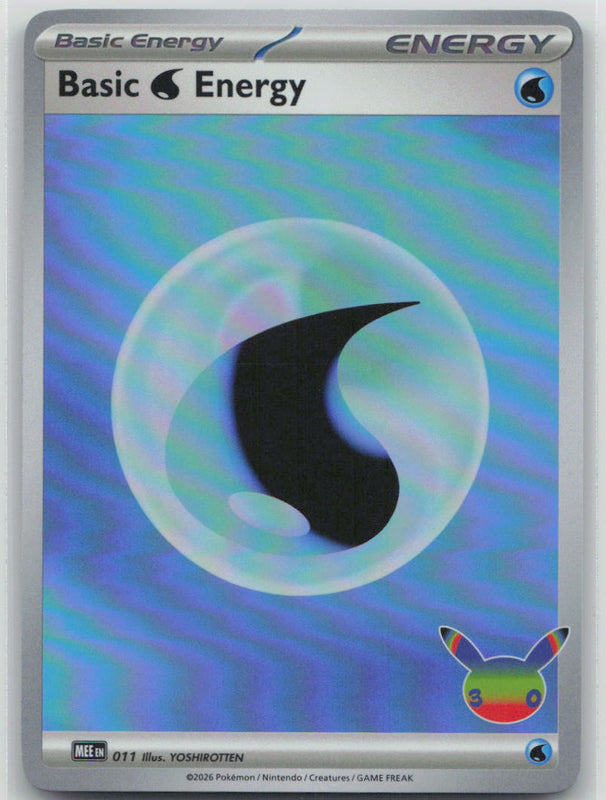 011 NM Basic Water Energy (30th Celebration) Futuristic Rare MEE: Mega Evolution Energies