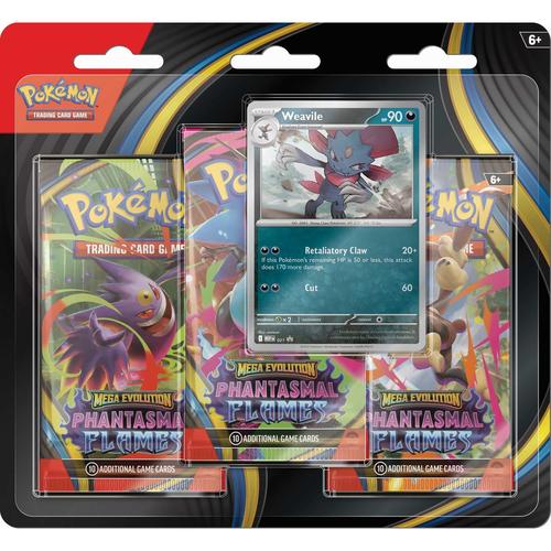 Pokémon TCG Phantasmal Flames 3-Pack Blister – Weavile stock product image